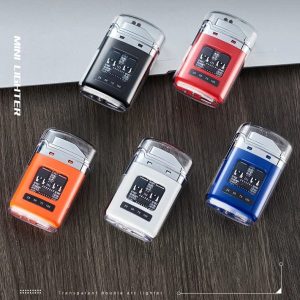 Mini Transparent Double Arc Rechargeable Lighter with Battery Display – Multicolour