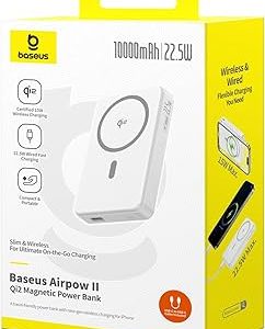 Baseus Airpow II Qi2 Magnetic Wireless Power Bank 10000mAh 15W MagSafe 22.5W Fast Charge