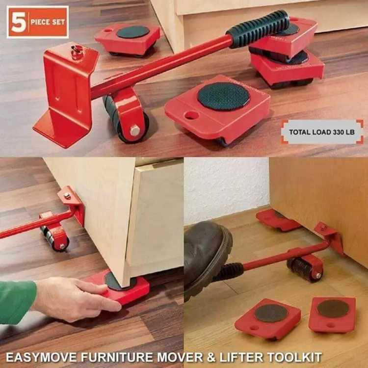 5 Piece Furniture Moving Heavy Hand Tool Set Furniture Lifter Mover for Sofa Bed Cabinet Wheel Bar + Mover Roller Transport - Image 3