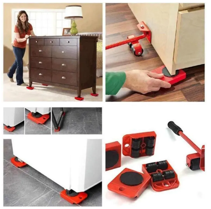 5 Piece Furniture Moving Heavy Hand Tool Set Furniture Lifter Mover for Sofa Bed Cabinet Wheel Bar + Mover Roller Transport - Image 4