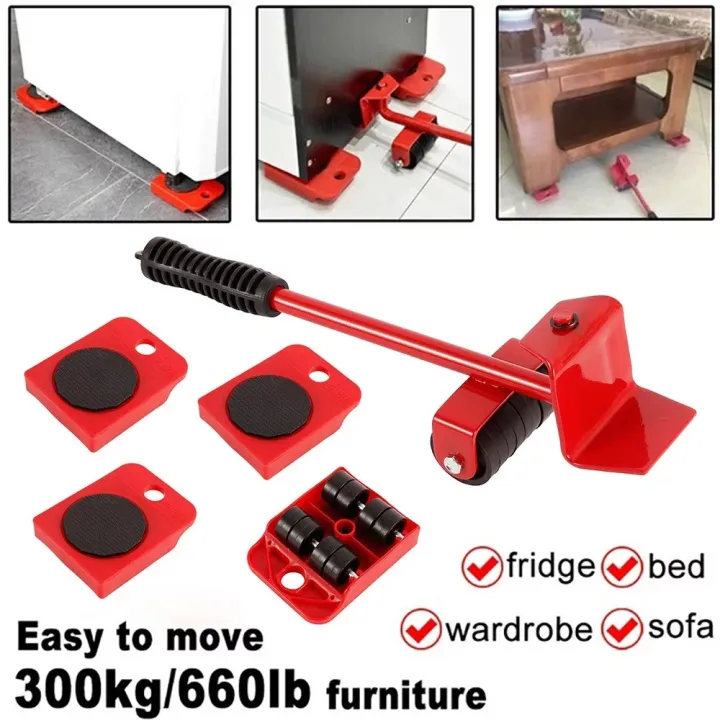 5 Piece Furniture Moving Heavy Hand Tool Set Furniture Lifter Mover for Sofa Bed Cabinet Wheel Bar + Mover Roller Transport - Image 6