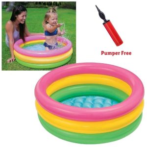 Baby Bath Tub, Baby Swimming Pool with Pumper (34 X10inch) - Multicolor