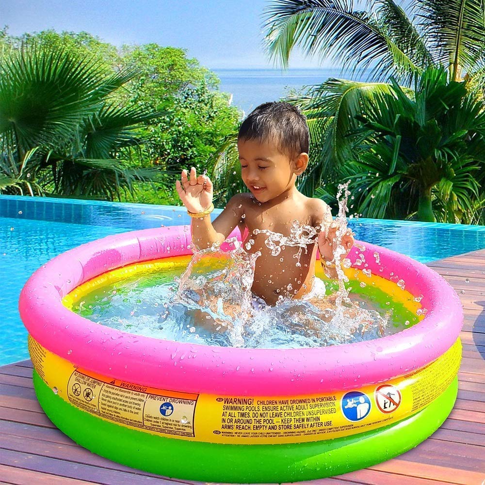 Baby Bath Tub, Baby Swimming Pool with Pumper (34 X10inch) - Multicolor - Image 2