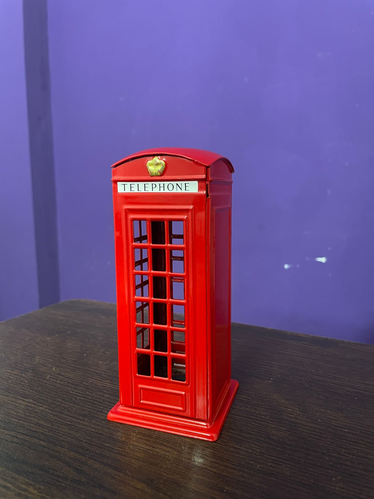 Die cast metal telephone box money bank
