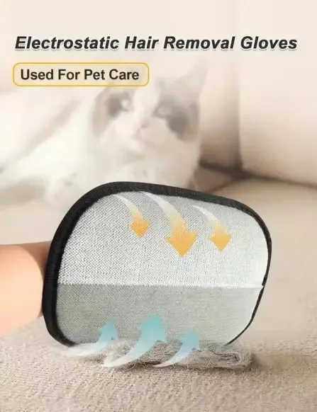 Electrostatic Pet Hair Remover Gloves – Dog & Cat Hair Cleaning Tool for Sofa, Clothes, Car & Furniture