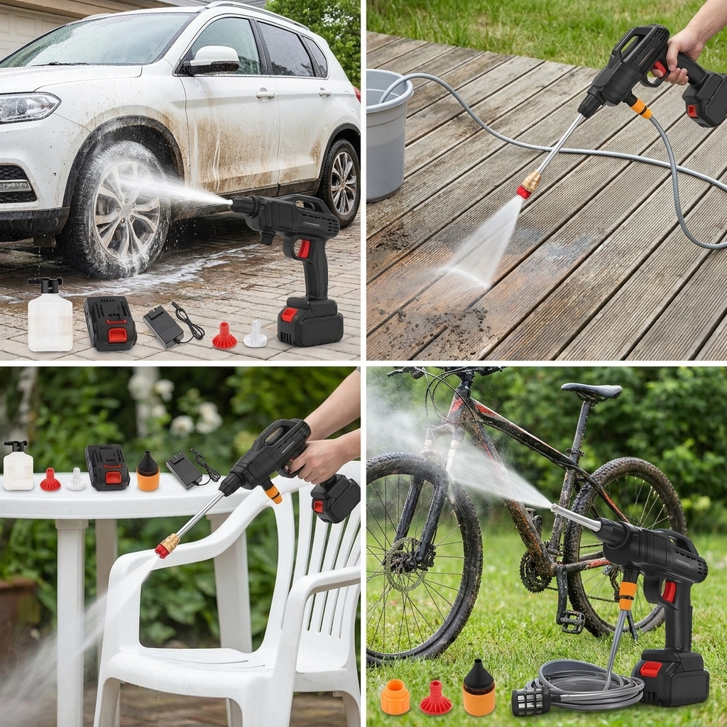 High Power Car Washing Guns Wireless Rechargeable Portable High-pressure Water Pump 21V