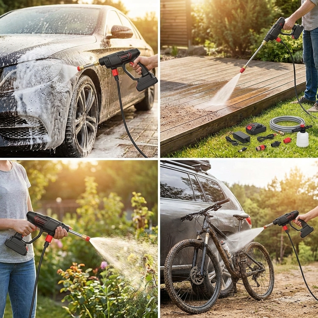 High Power Car Washing Guns Wireless Rechargeable Portable High-pressure Water Pump 21V - Image 4