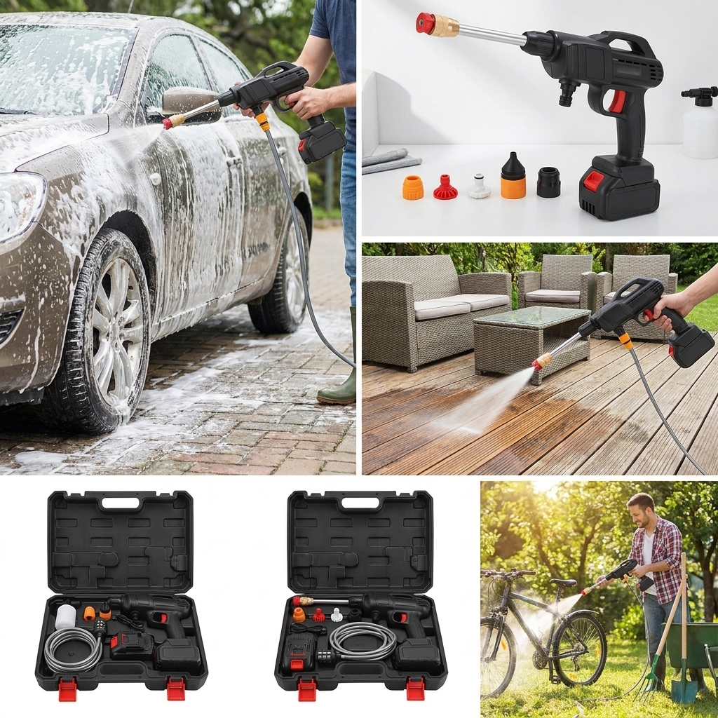 High Power Car Washing Guns Wireless Rechargeable Portable High-pressure Water Pump 21V - Image 5