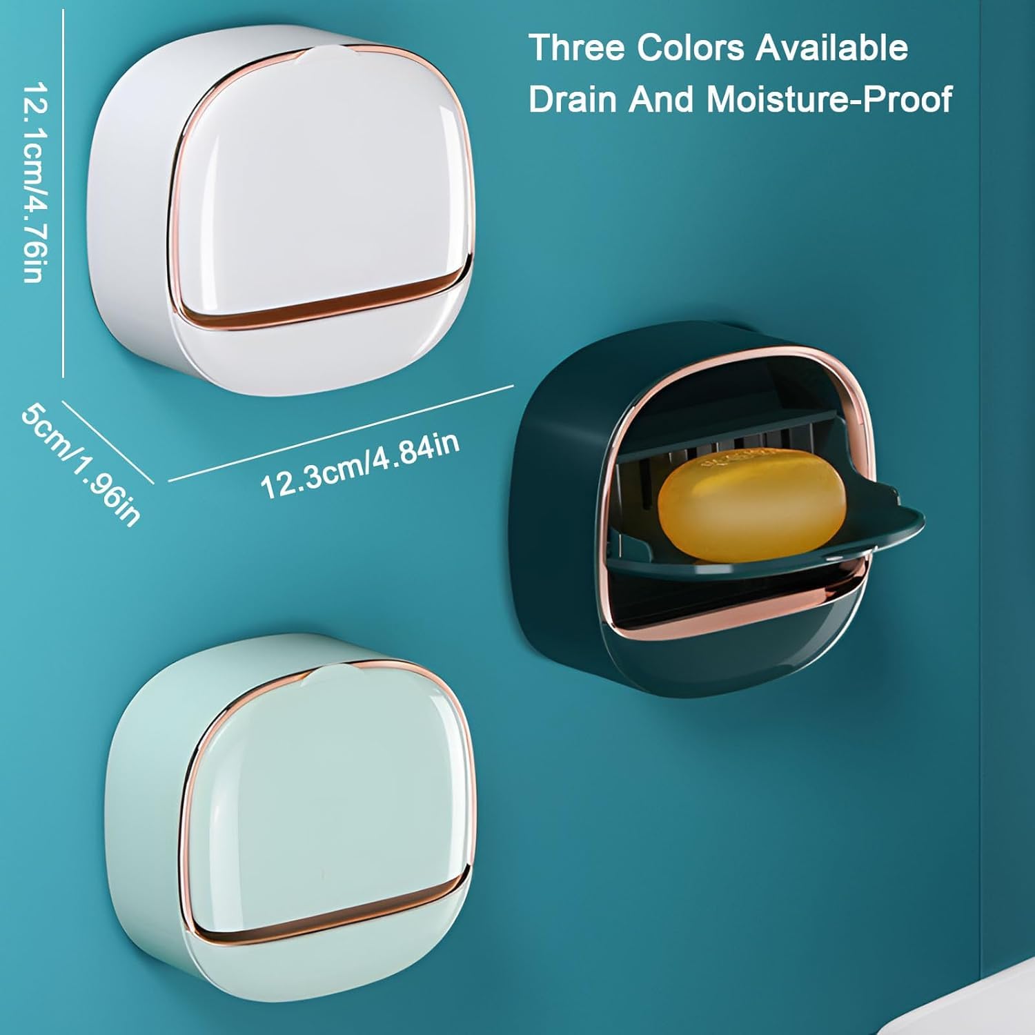 Luxury Soap Holder with Drain Tray, Soap Box Light Luxury Multi-Functional, Keep Soap Bars Dry, Adhesive Soap Case Box Wall Mounted for Shower - Image 4