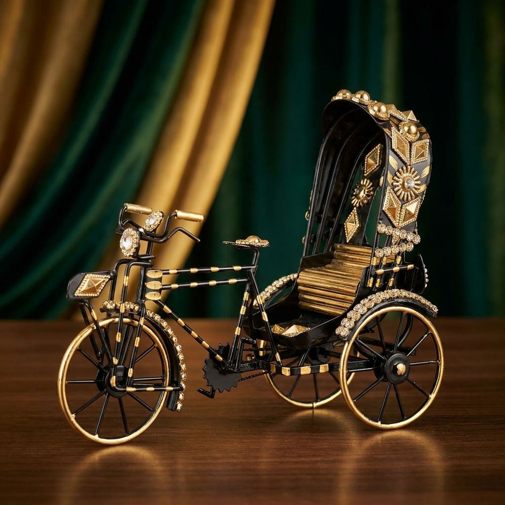 Metal Miniature Replica Ornamented Rickshaw