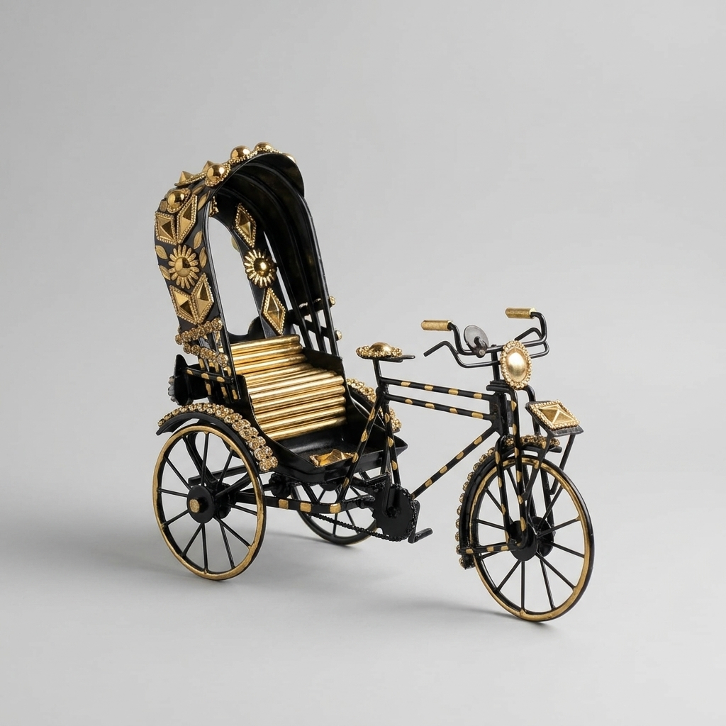 Metal Miniature Replica Ornamented Rickshaw - Image 3