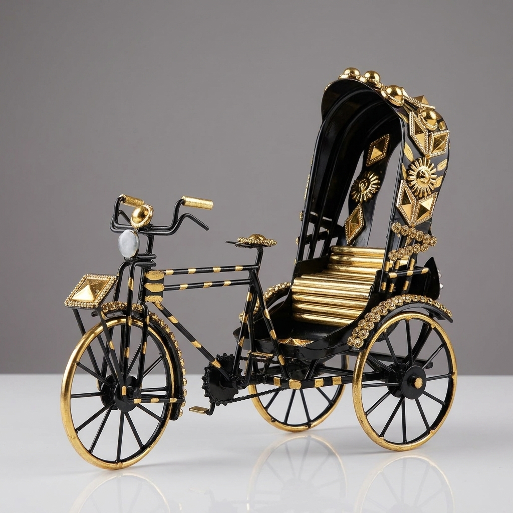 Metal Miniature Replica Ornamented Rickshaw - Image 4