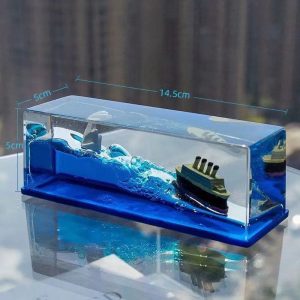 Titanic Pirate Ship Desk Decoration - Cruise Ship Fluid Drift Bottle Model Ornament for Tabletops