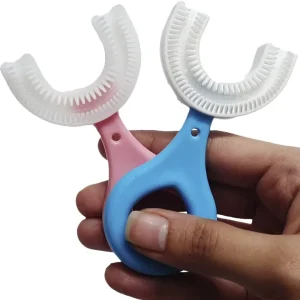 U-Shaped Toothbrush For Kids / Toddler - Toothbrush with Food Grade Soft Silicone Brush Head - Manual Whole Mouth Toothbrush for Kids Age 6-12 Year - 360° Oral Teeth Cleaning Design