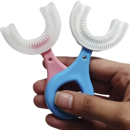 U-Shaped Toothbrush For Kids / Toddler - Toothbrush with Food Grade Soft Silicone Brush Head - Manual Whole Mouth Toothbrush for Kids Age 6-12 Year - 360° Oral Teeth Cleaning Design